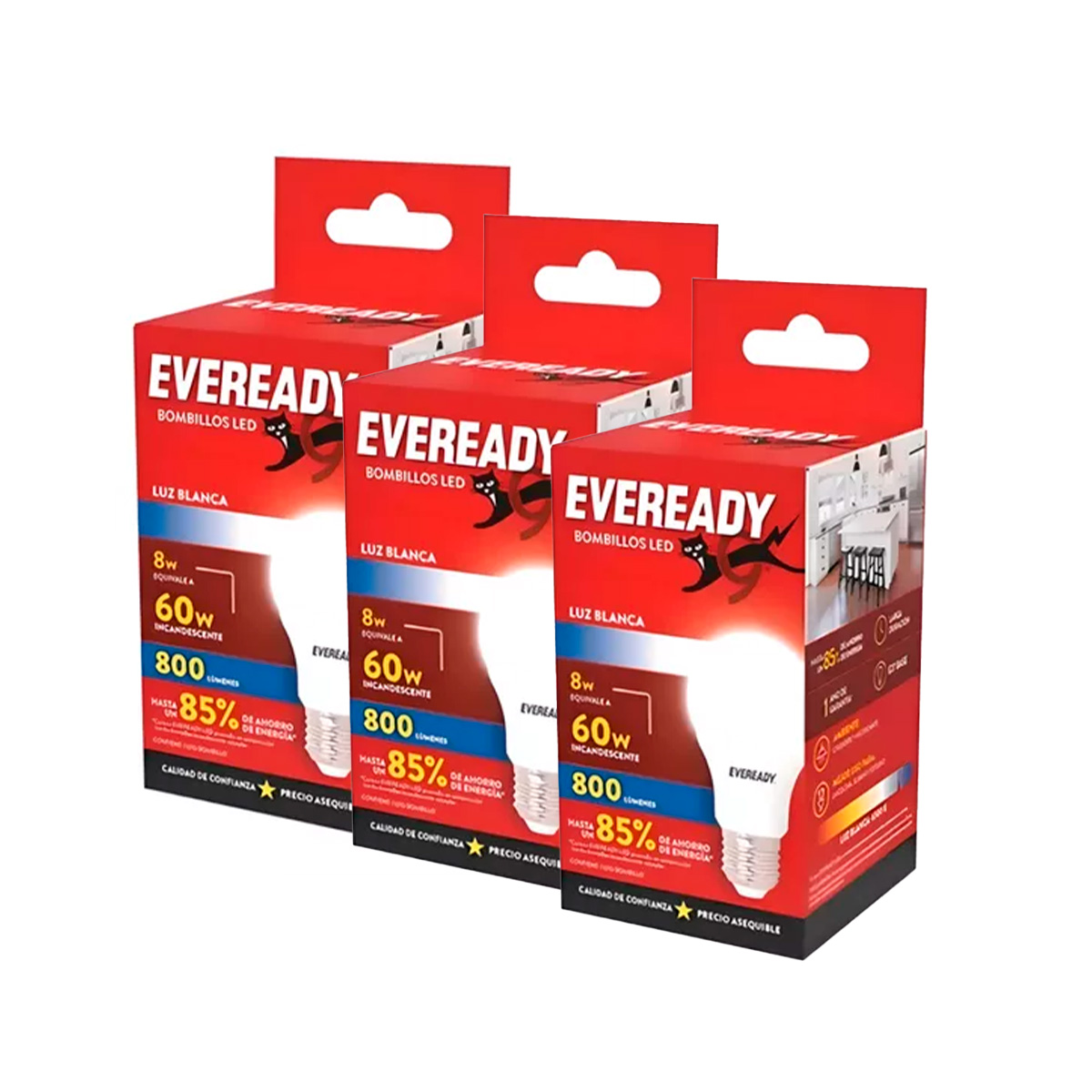 3 Ampolletas luz led blanca 8W