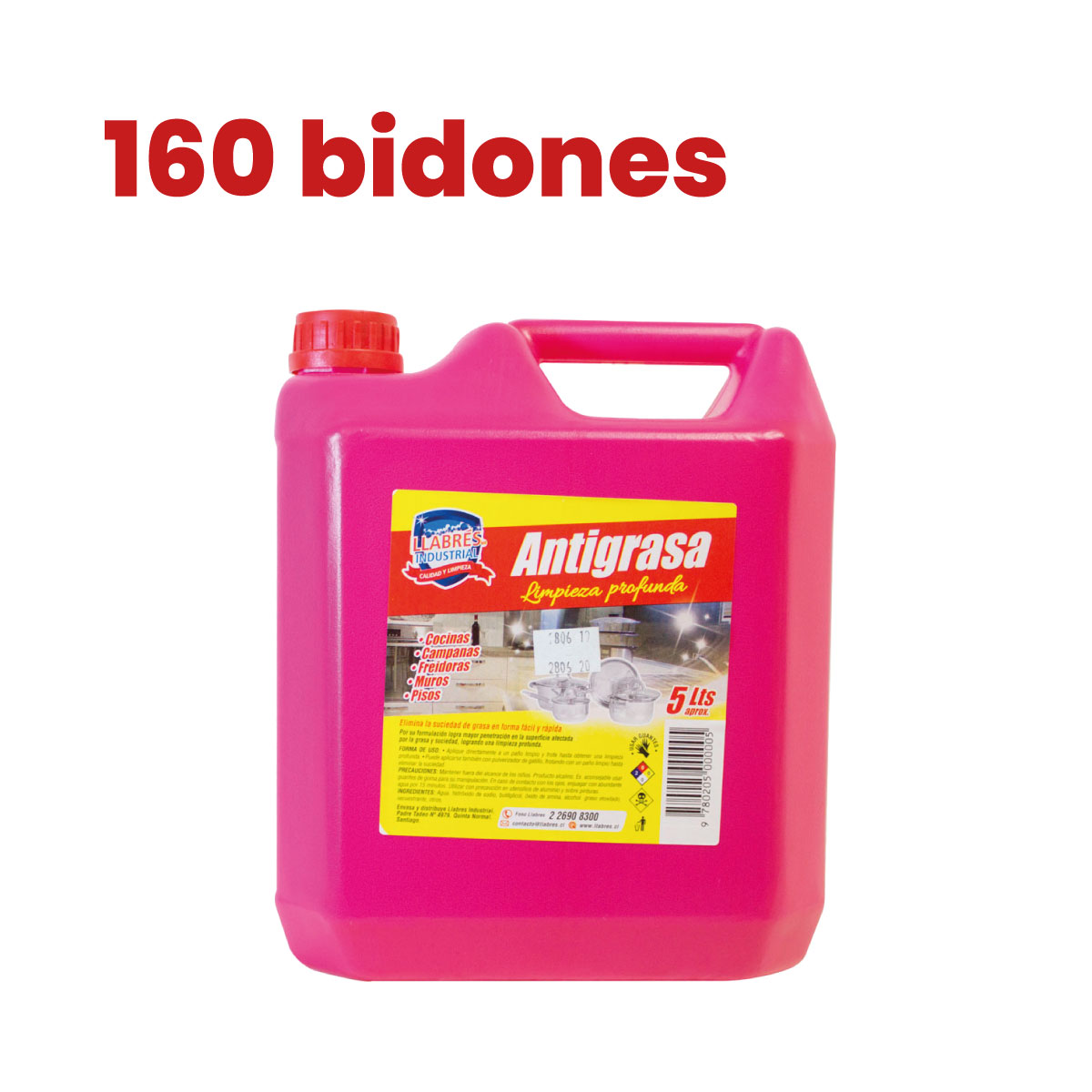 Pallet antigrasa bidón cuadrado 160 unidades