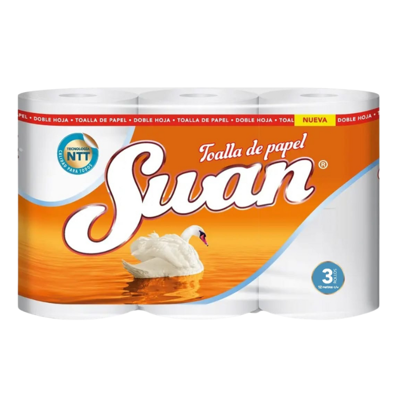 TOALLA DE PAPEL SWAN 12 METROS X 3 UNIDADES